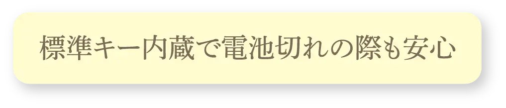 標準キー内蔵で電池切れの際も安心